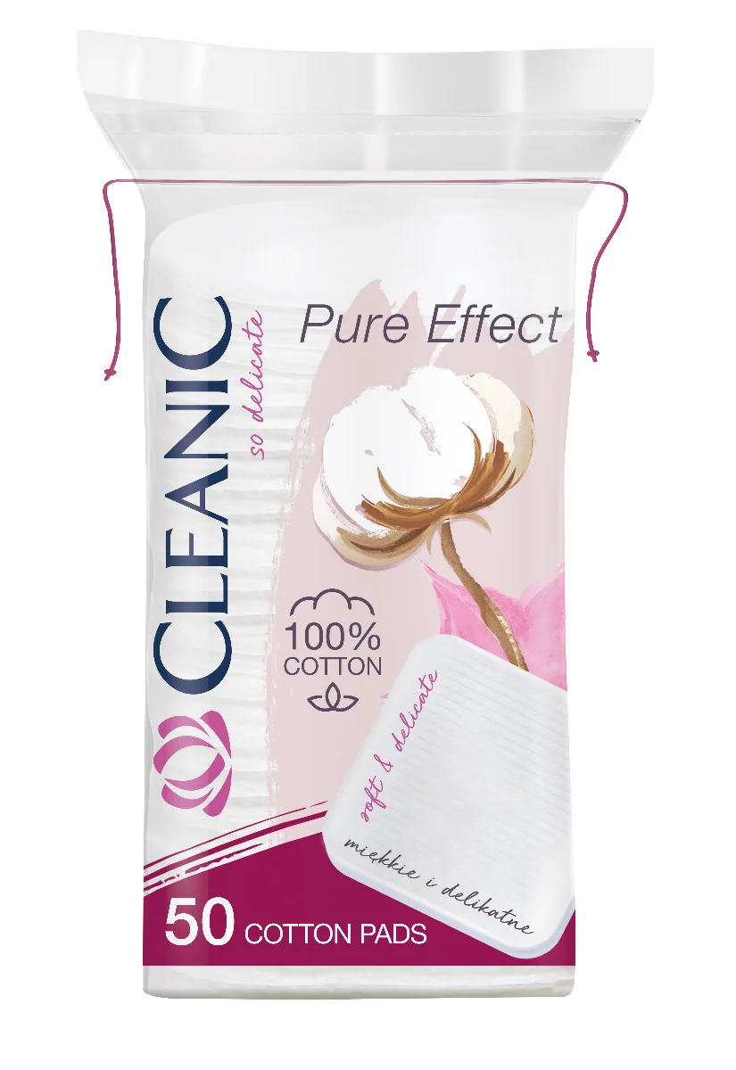 Cleanic Pure Effect, płatki kosmetyczne, 50 sztuk