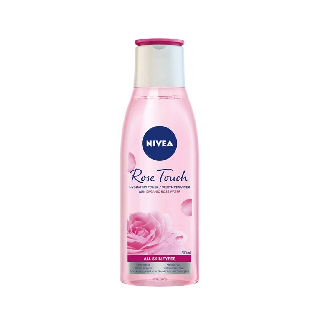 Nivea Rose Touch tonik nawilżający do twarzy z organiczną wodą różaną, 200 ml