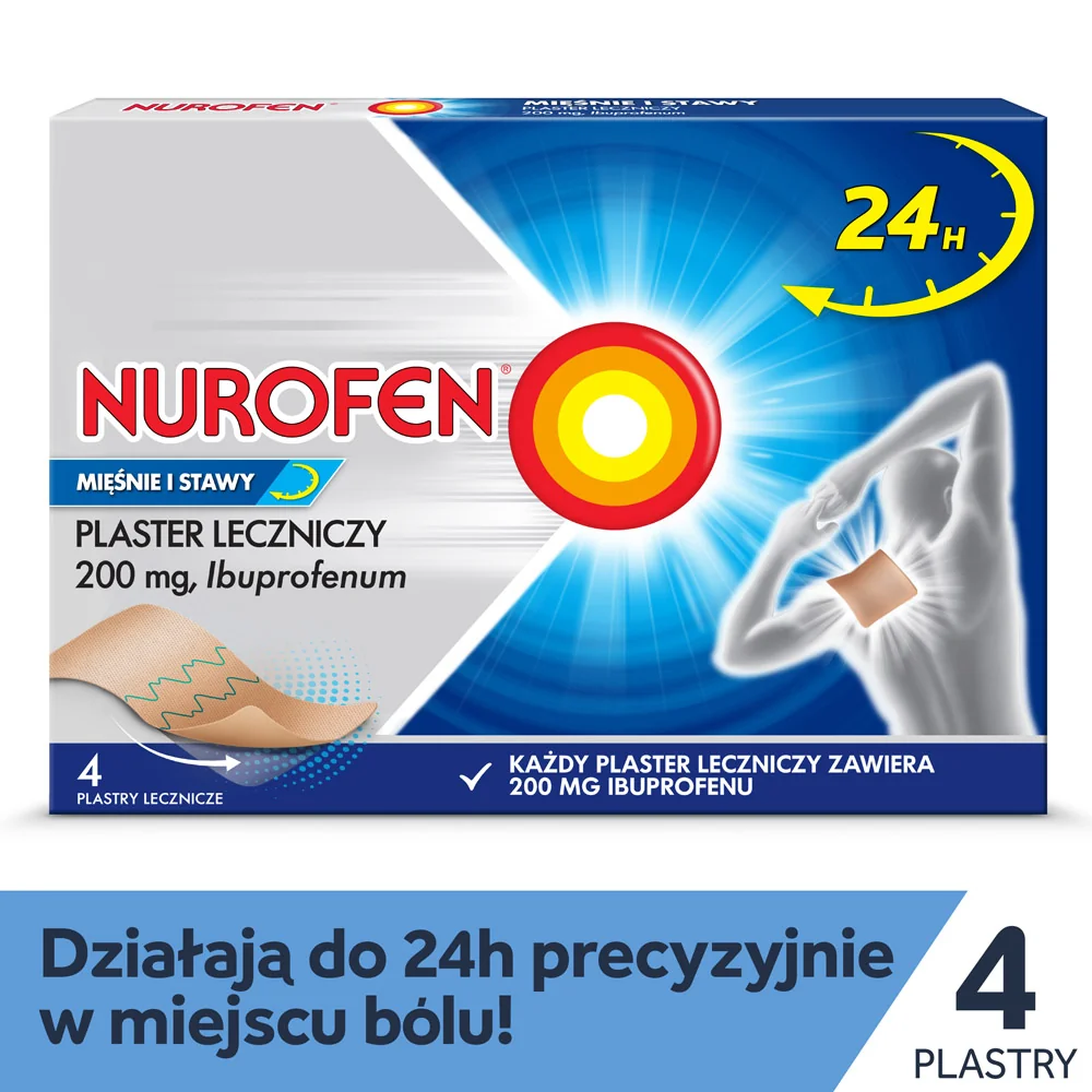 Nurofen Mięśnie i Stawy, 200 mg, plaster leczniczy, 4 sztuki