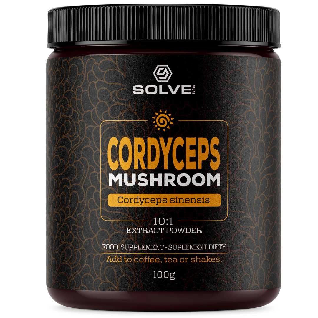 Solve Labs Cordyceps Mushrom Powder 10:1, maczużnik chiński, 100 g