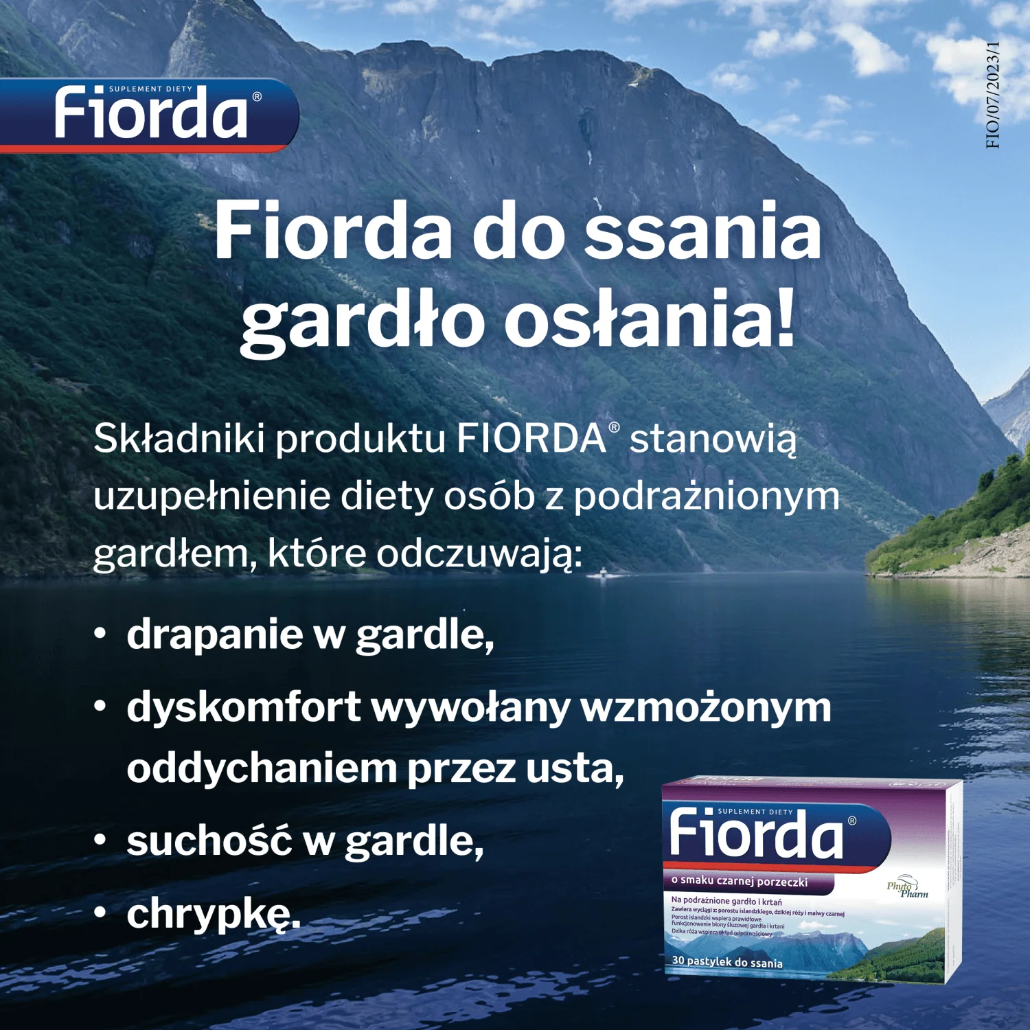 Fiorda suplement diety, smak czarna porzeczka, 30 pastylek do ssania