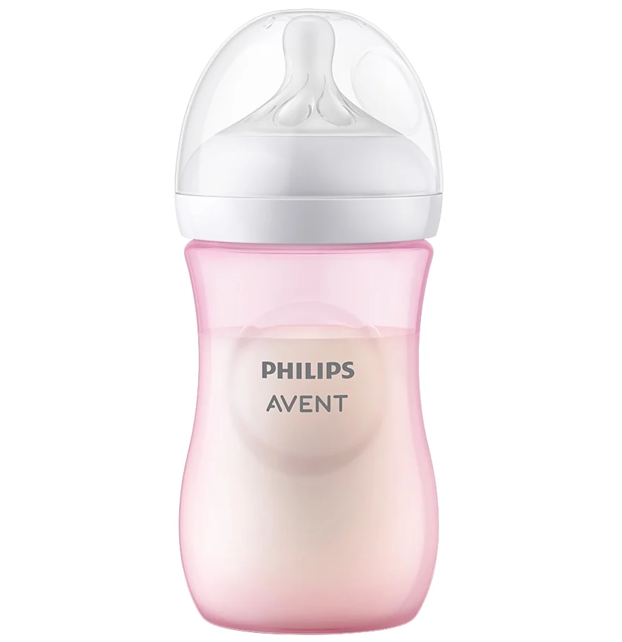 Philips Avent, responsywna butelka dla niemowląt Natural SCY903/11 różowa, 260 ml