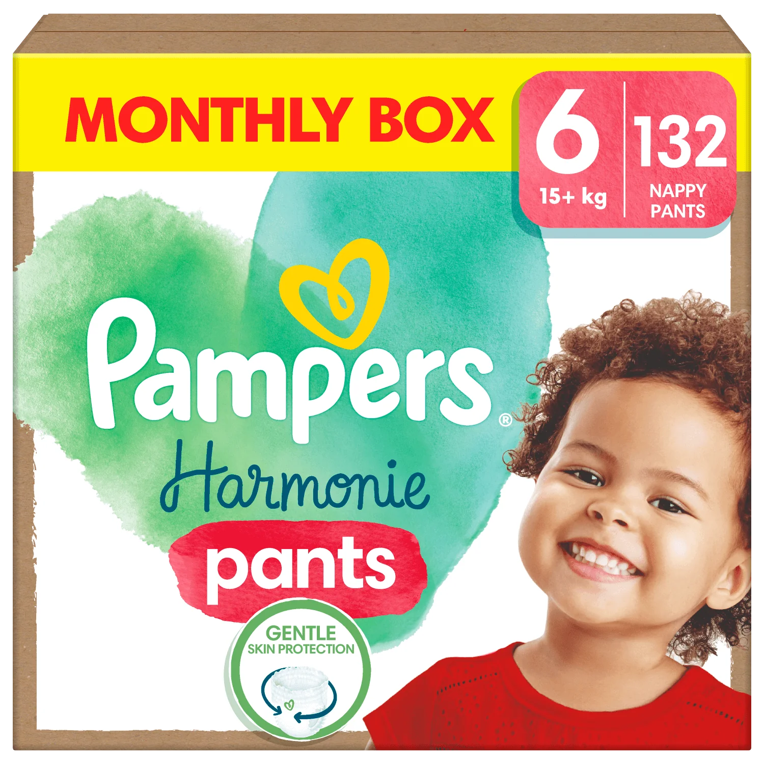 Pampers Harmonie Baby, Pieluchomajtki, rozmiar 6 (15kg+), 132 sztuki