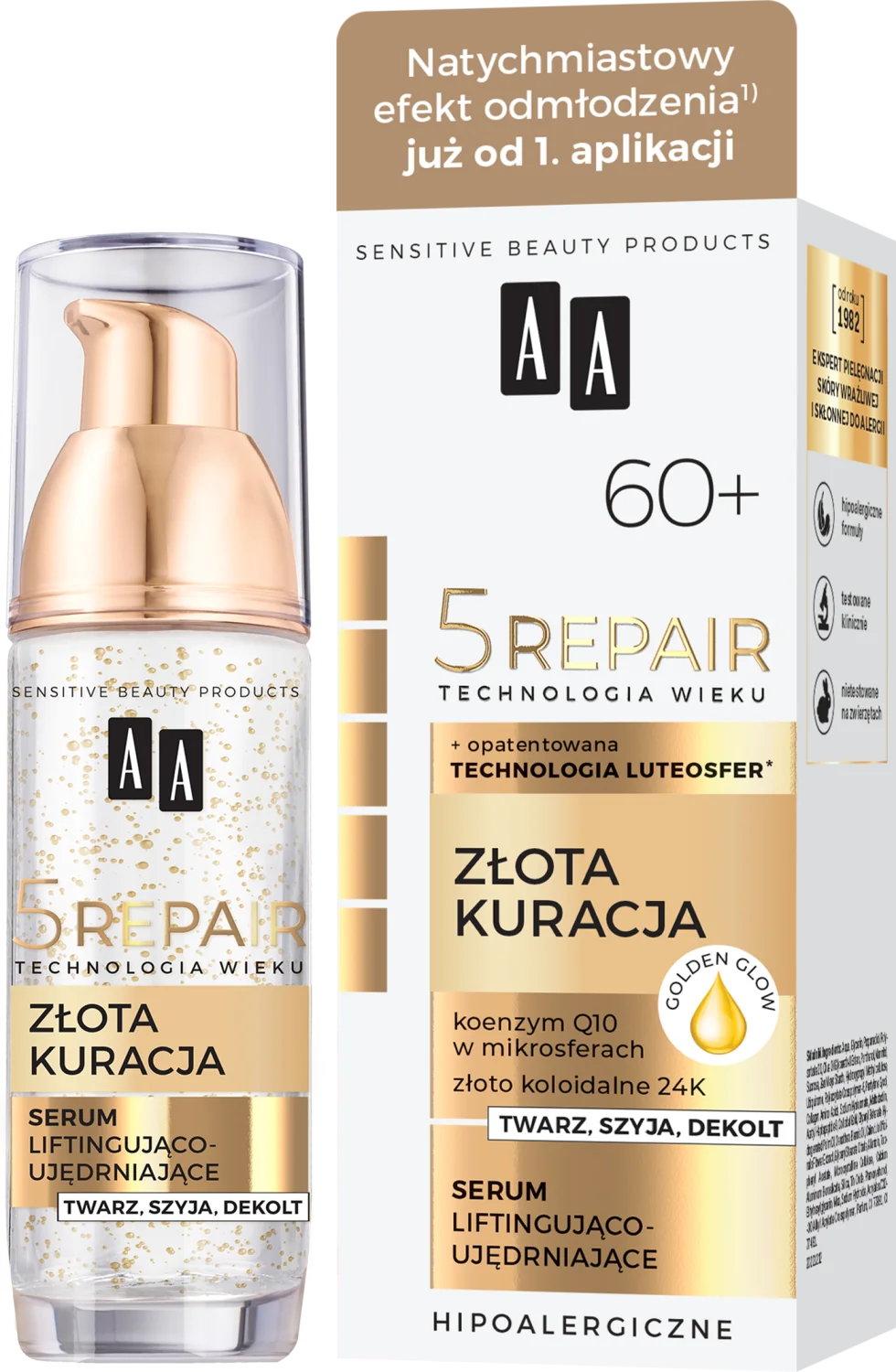 AA 5Repair Złota Kuracja liftingująco-ujędrniające serum do twarzy 60+, 35 ml