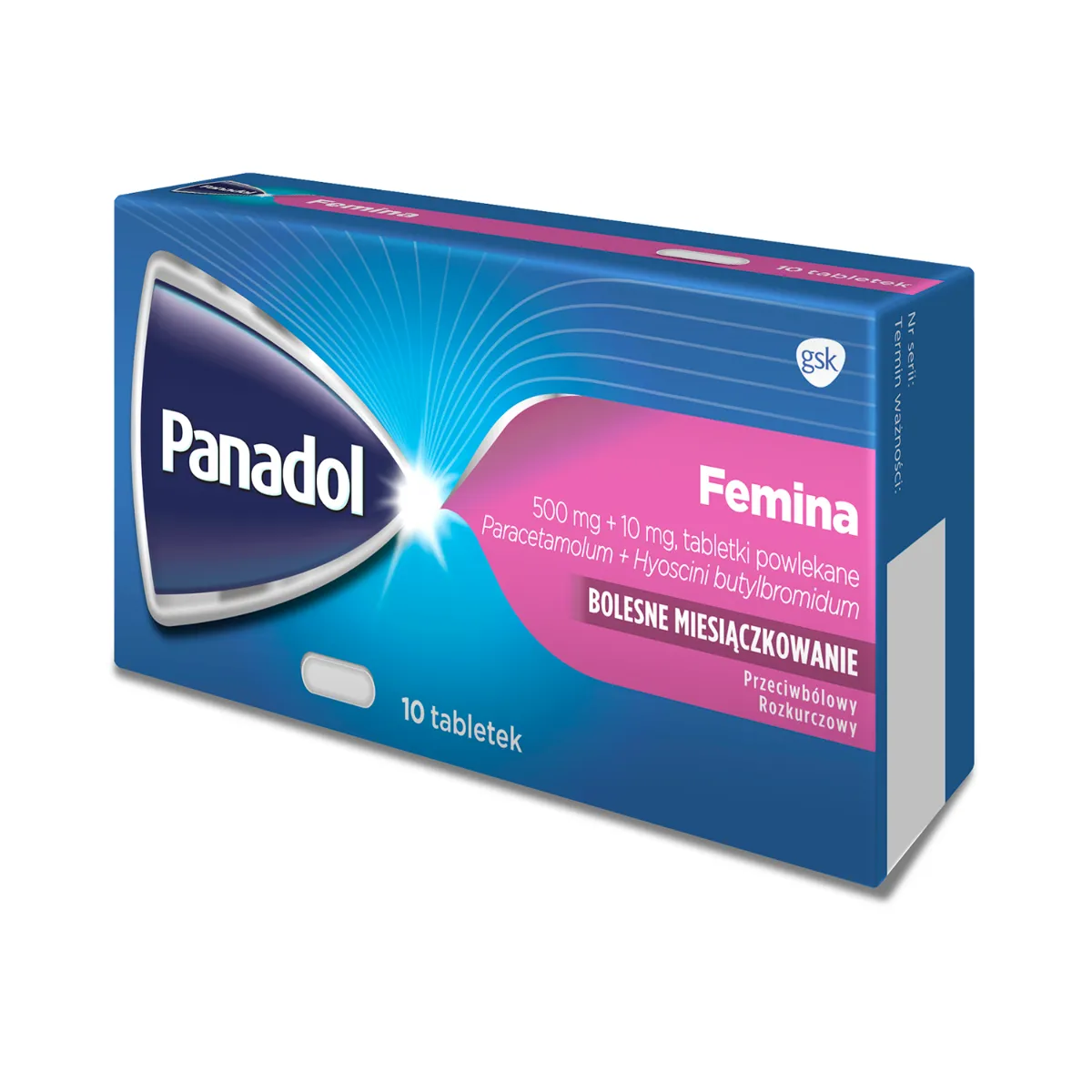 Panadol Femina, 500 mg + 10 mg, 10 tabletek 