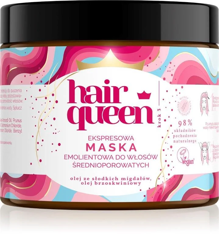 Hair Queen ekspresowa maska emolientowa do włosów średnioporowatych, 400 ml