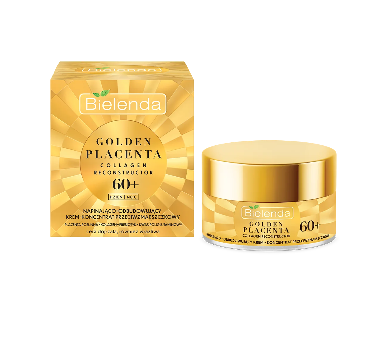 Bielenda Golden Placenta Collagen Reconstructor, napinająco-odbudowujący krem-koncentrat przeciwzmarszczkowy 60+, 50 ml