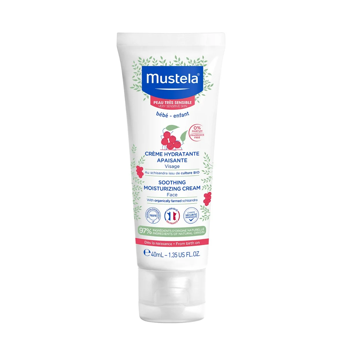 Mustela, Łagodzący krem nawilżający, 40 ml