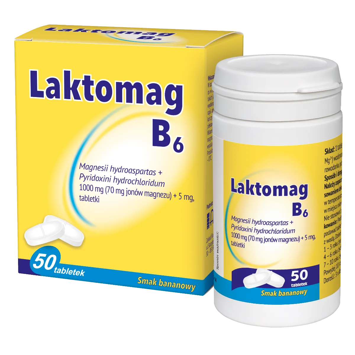 Laktomag B6, 1000mg + 5mg, 50 tabletek