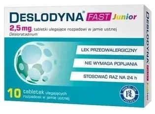 Deslodyna Fast Junior, 2,5 mg, 10 tabletek ulegających rozpadowi w jamie ustnej