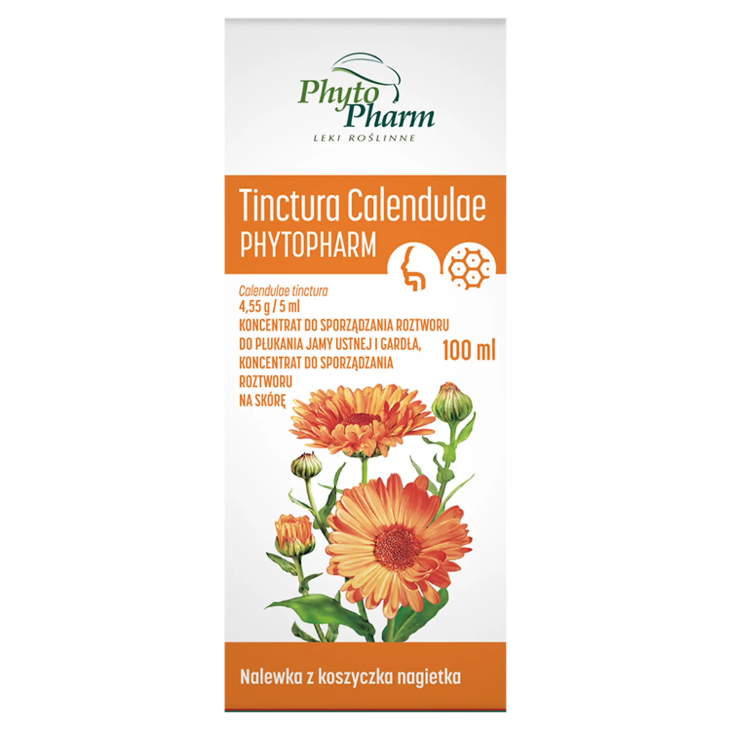 Tinctura Calendulae Phytopharm, 4,55 g/ 5 ml, koncentrat do sporządzania roztworu, 100 ml