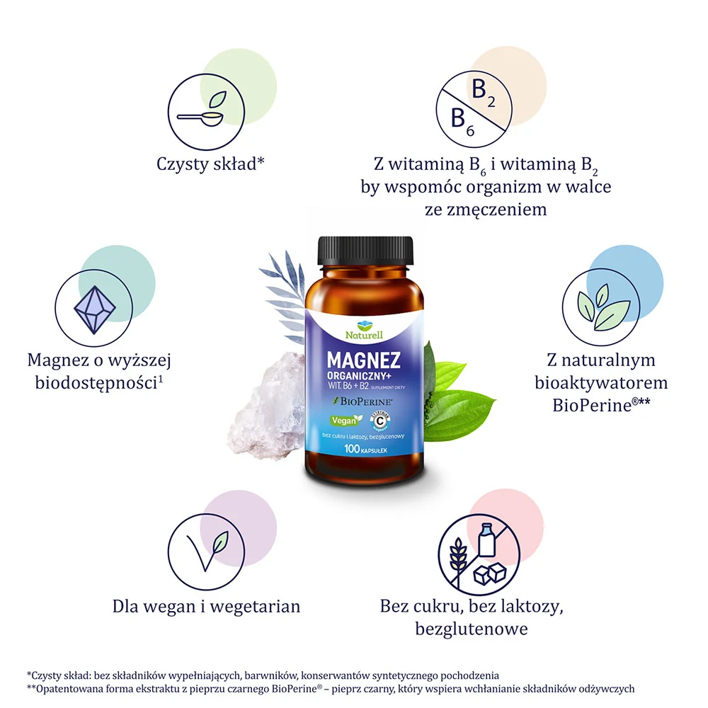 Naturell Magnez Organiczny+ 100 kapsułek