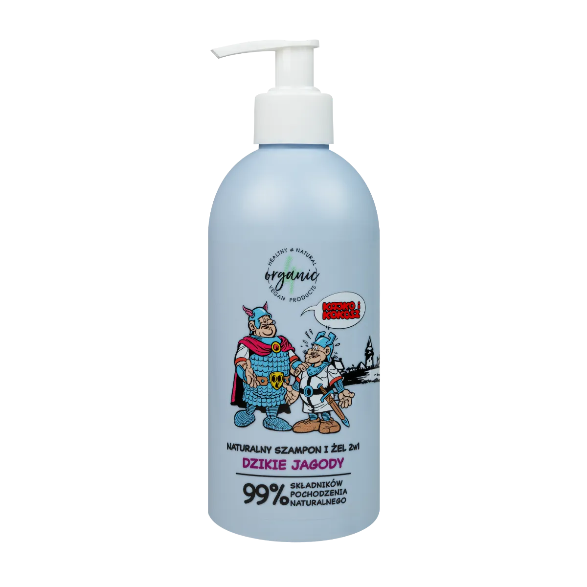 4organic Kajko i Kokosz naturalny szampon i żel do mycia dla dzieci 2w1 Dzikie jagody, 350 ml