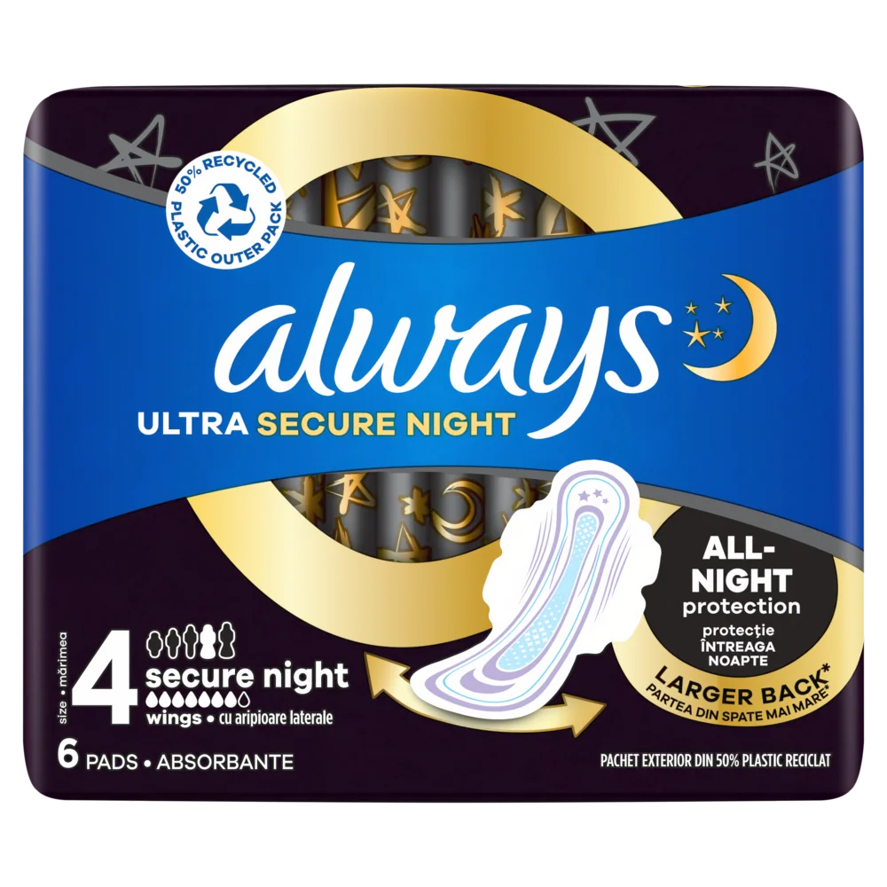 Always Ultra Secure Night Protect, podpaski, 6 sztuk