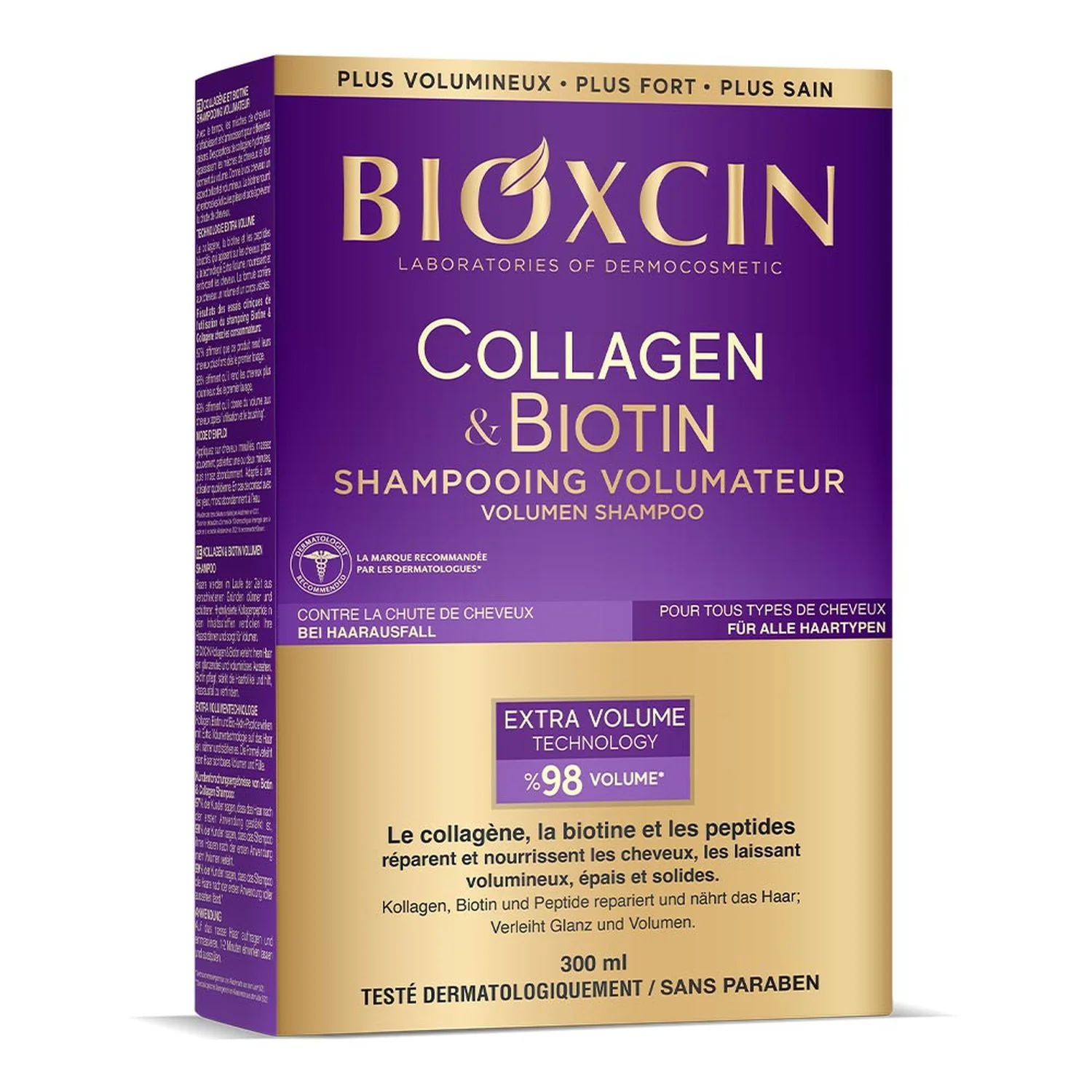 Bioxcin Collagen & Biotin szampon wzmacniająco-odbudowujący i dodający objętości, 300 ml