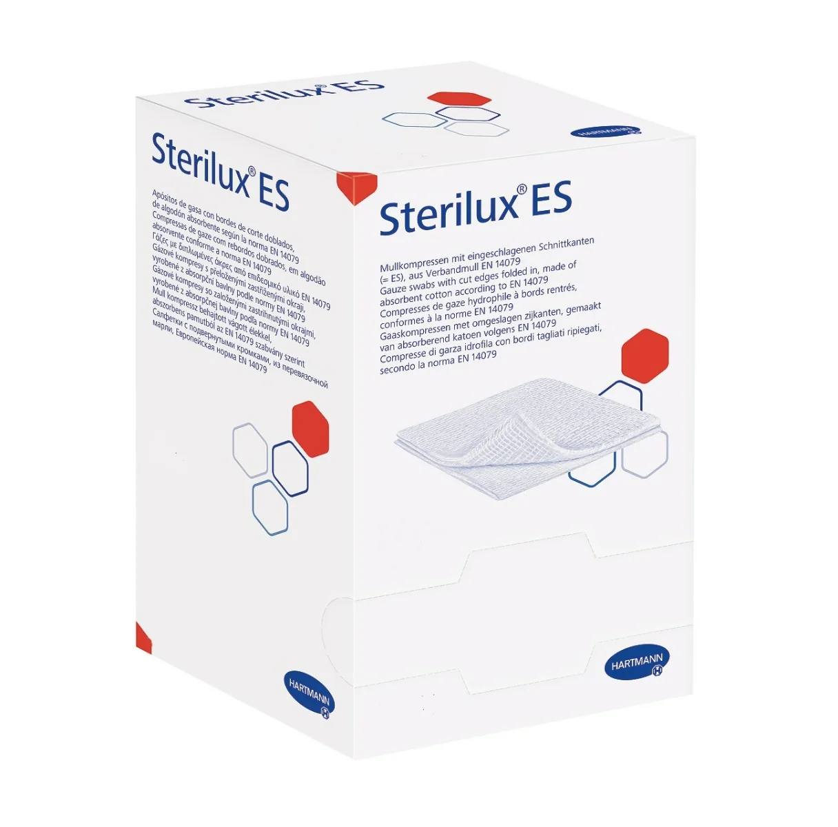 Sterilux ES, kompresy z gazy bawełnianej, niejałowe, 17-nitkowe, 8 warstw, 10 cm x 10 cm, 100 sztuk